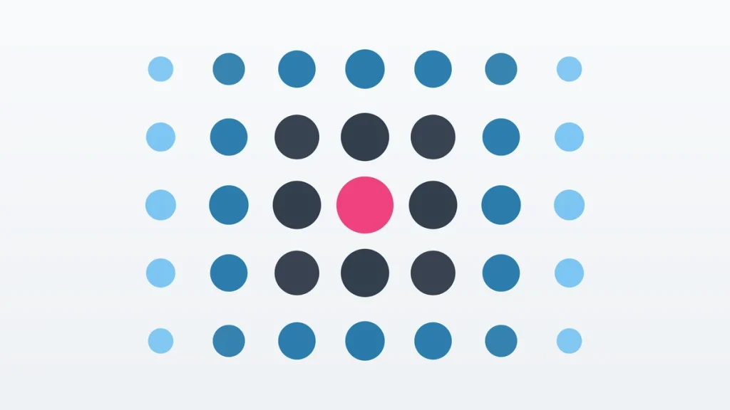 Abstract geometric illustration of a grid of circles fading toward the edges.