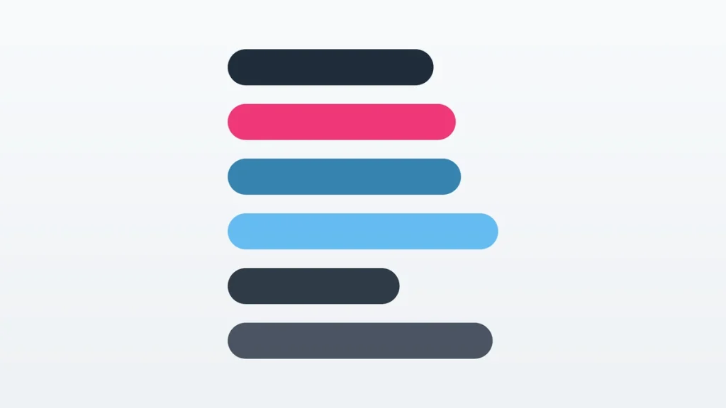 Abstract geometric illustration of horizontal rounded bars of differing lengths.