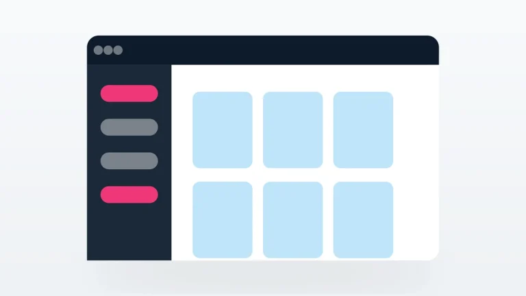 Flat vector illustration of a control panel window with blank tiles.