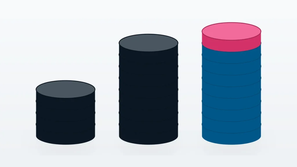 Flat vector illustration of stacks of discs at differing heights.