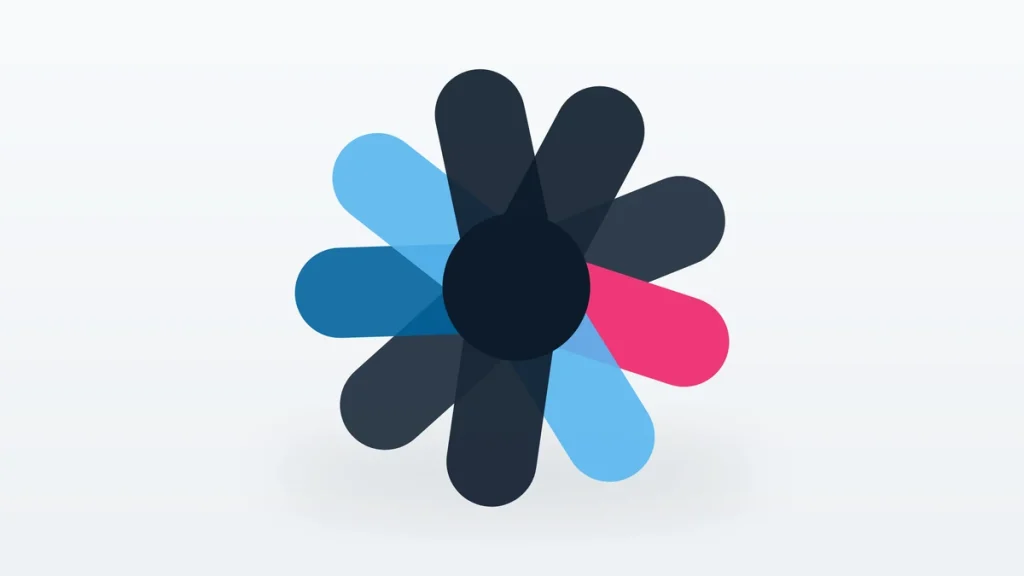 Abstract geometric illustration of rounded blades radiating from a center.