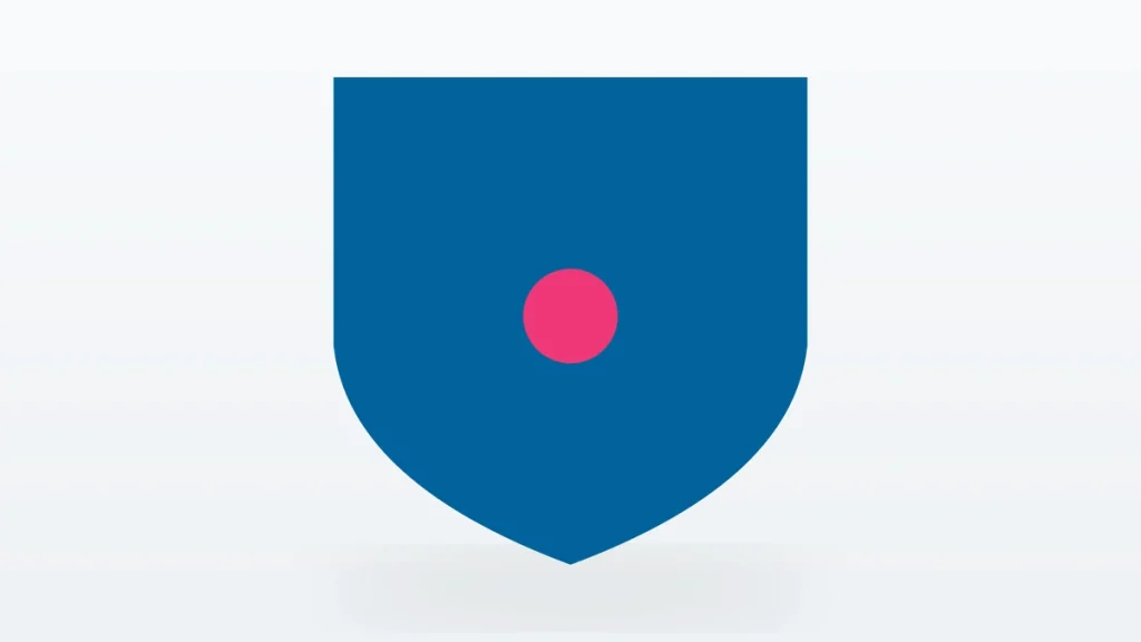 Flat vector illustration of a shield with a padlock at its center.