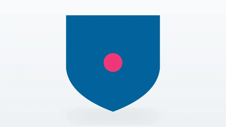 Flat vector illustration of a shield with a padlock at its center.